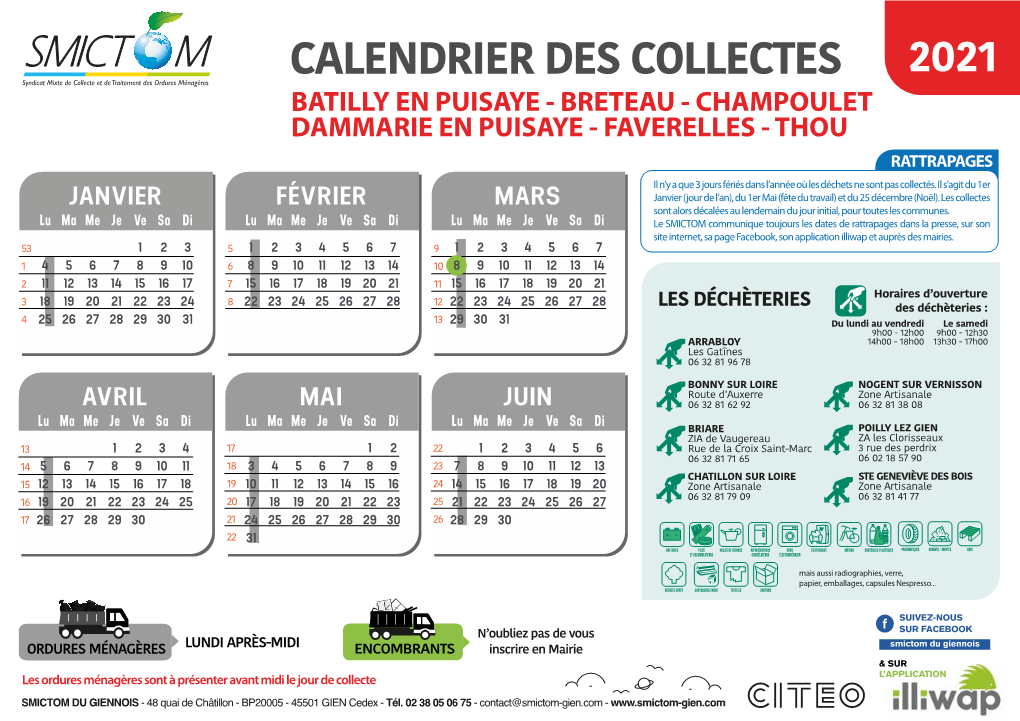 Calendrier Des Collectes 2021