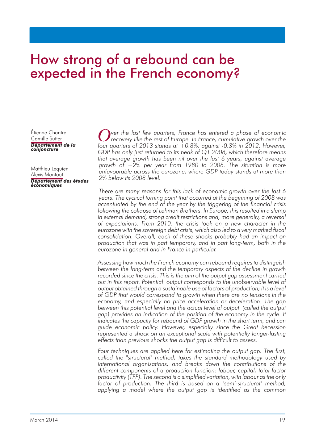 How Strong of a Rebound Can Be Expected in the French Economy?