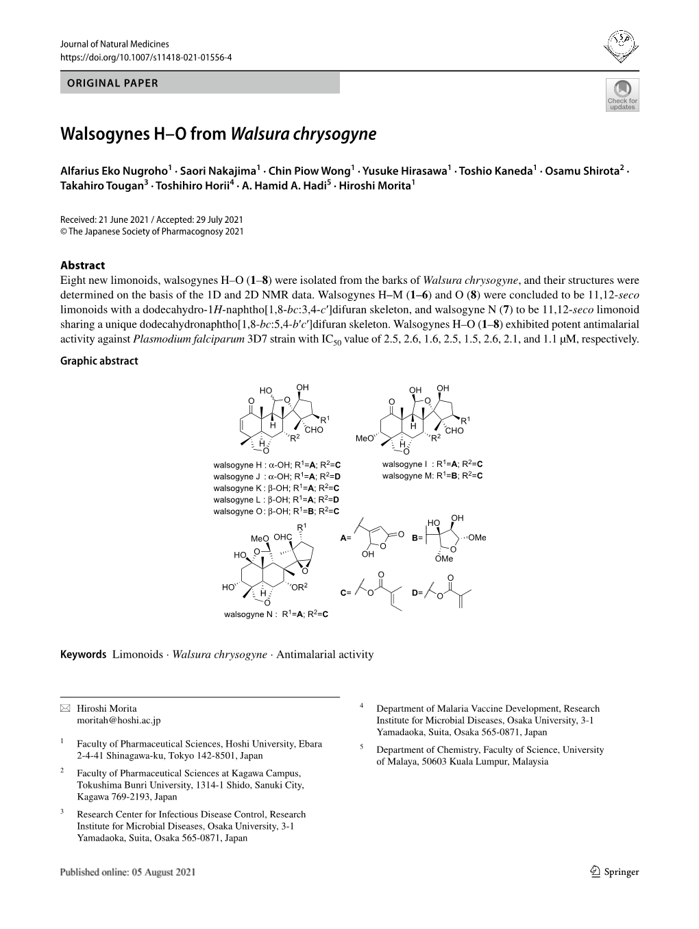 Walsogynes H–O from Walsura Chrysogyne