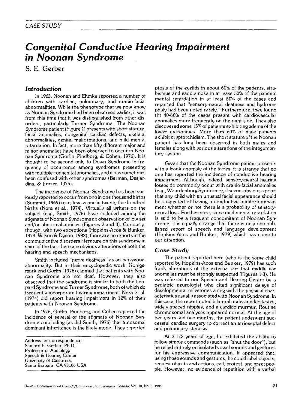 Congenital Conductive Hearing Impairment in Noonan Syndrome S