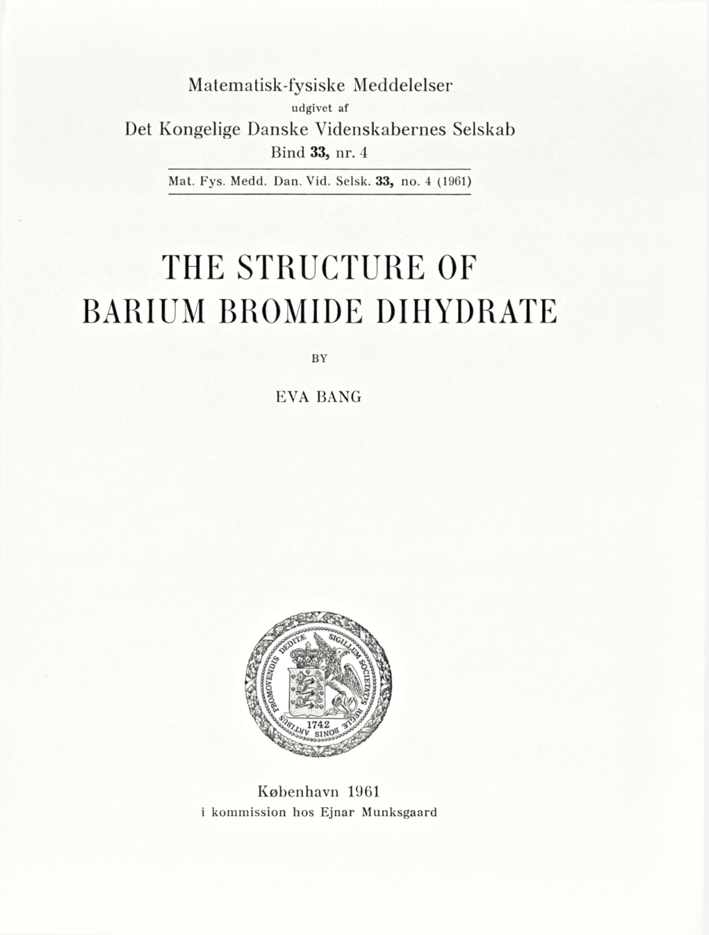 The Structure of Barium Bromide Dihydrate