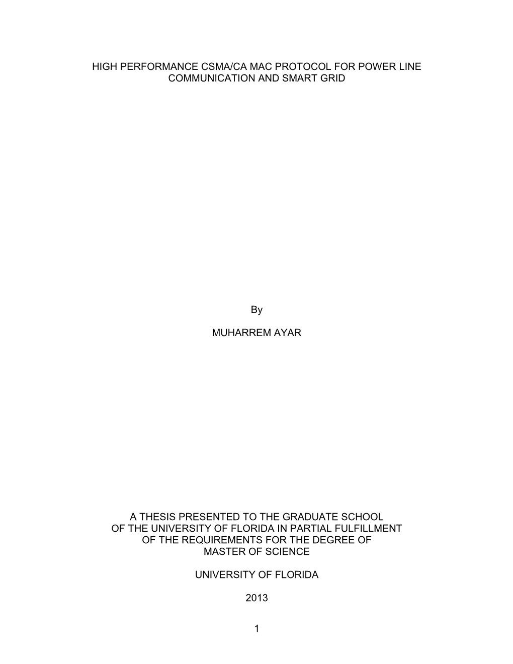 University of Florida Thesis Or Dissertation Formatting Template