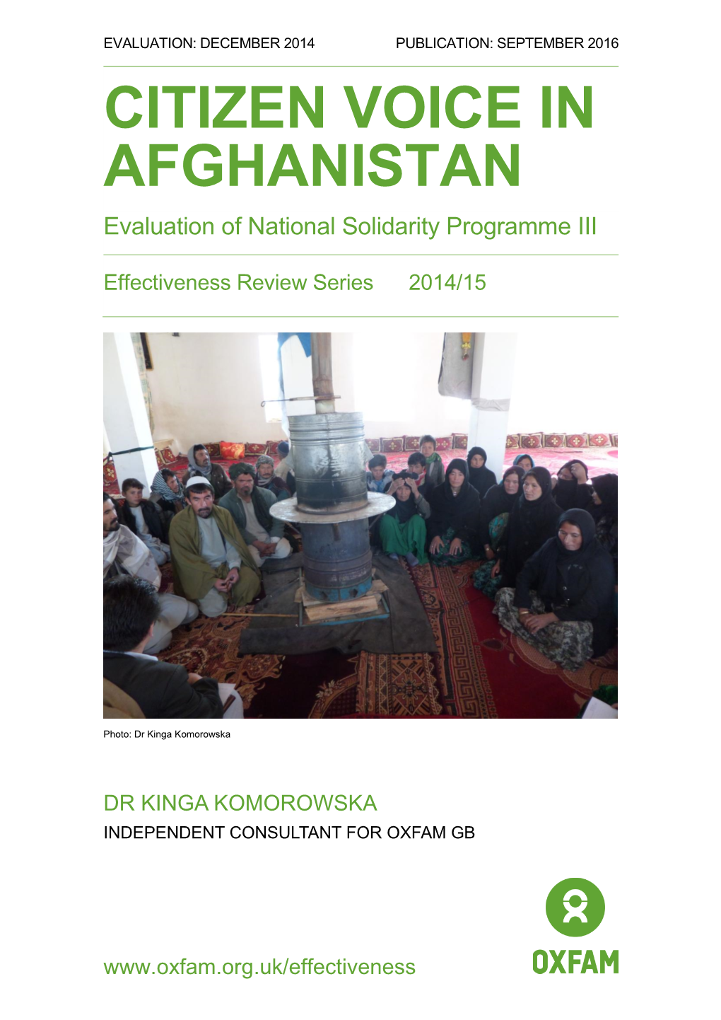 CITIZEN VOICE in AFGHANISTAN Evaluation of National Solidarity Programme III