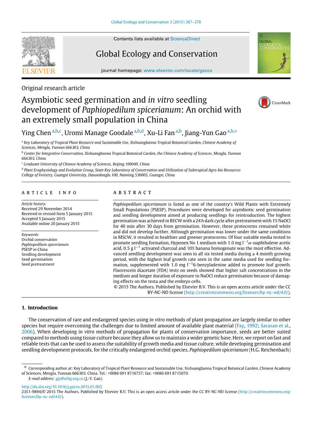 Asymbiotic Seed Germination and in Vitro Seedling