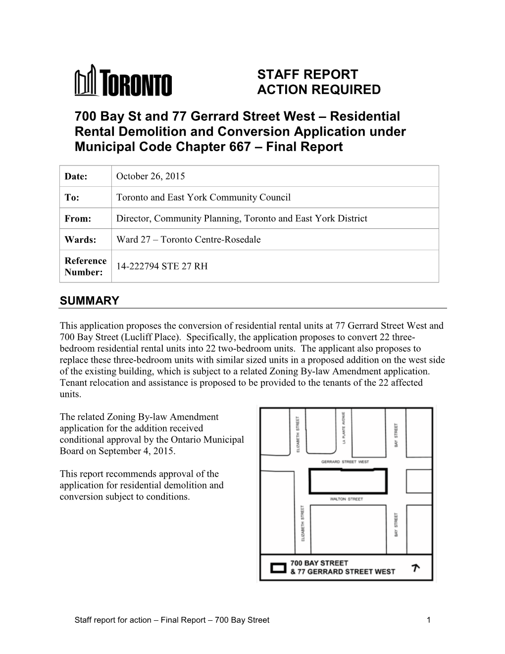 700 Bay St and 77 Gerrard Street West – Residential Rental Demolition and Conversion Application Under Municipal Code Chapter 667 – Final Report
