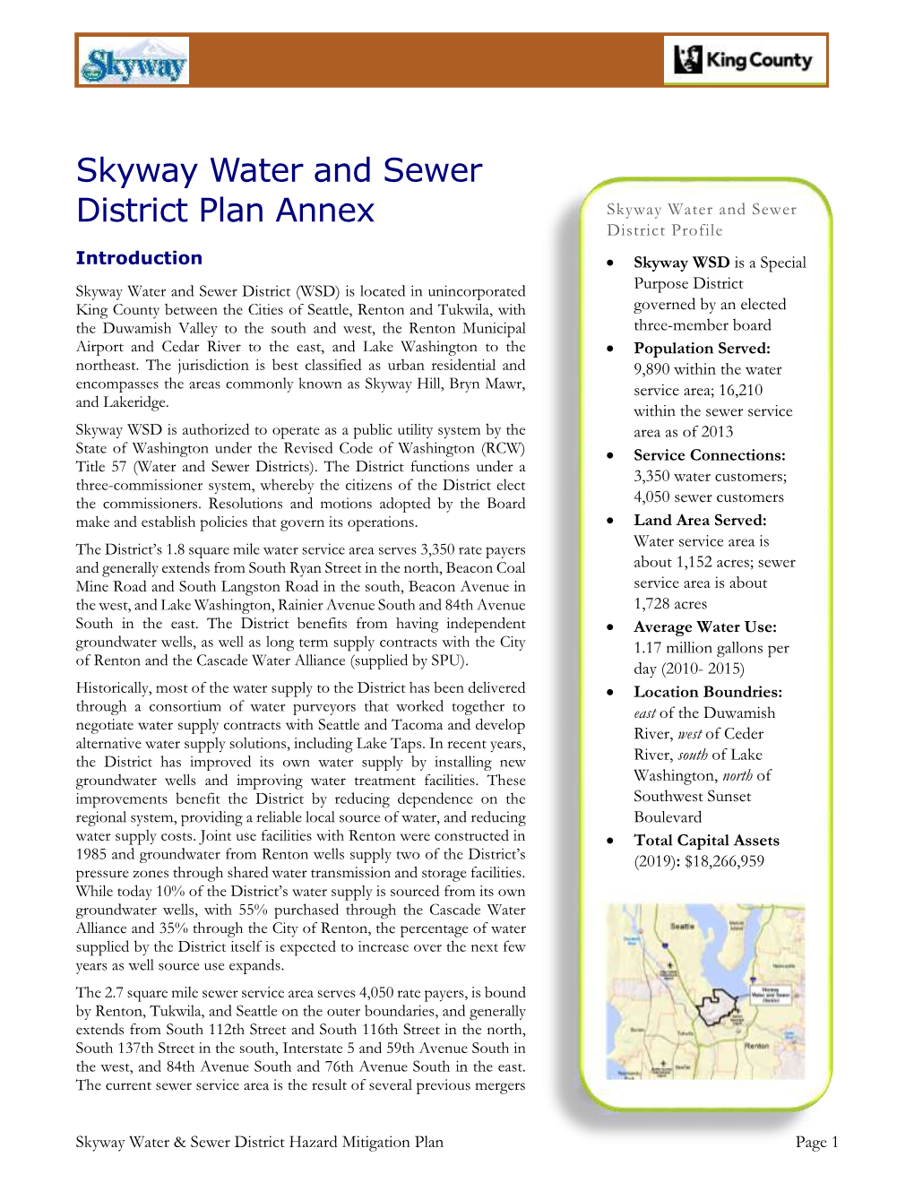 Skyway Water and Sewer District Plan Annex