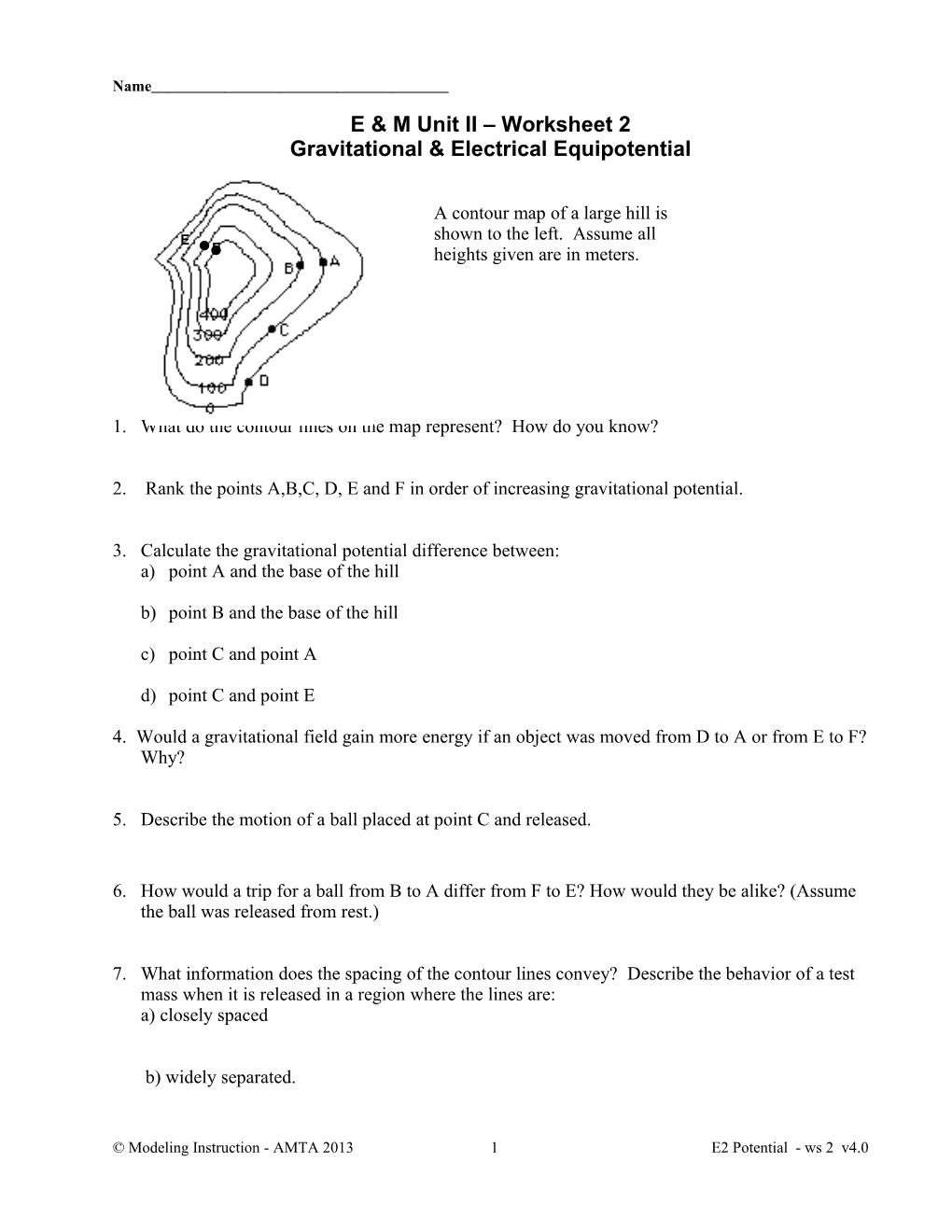 E & M Unit II Worksheet 2