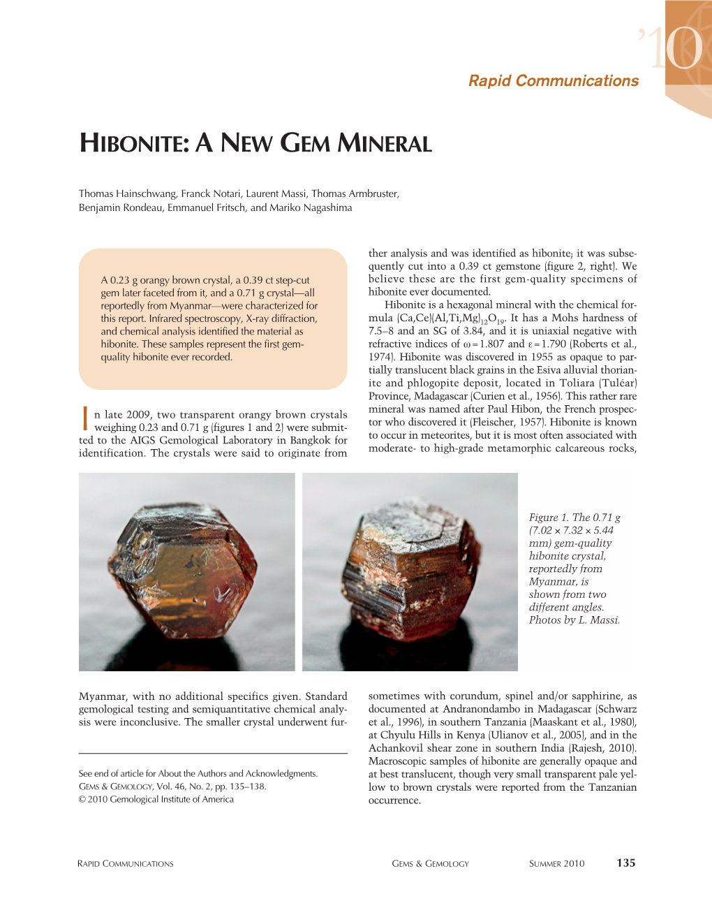 Hibonite: a New Gem Mineral