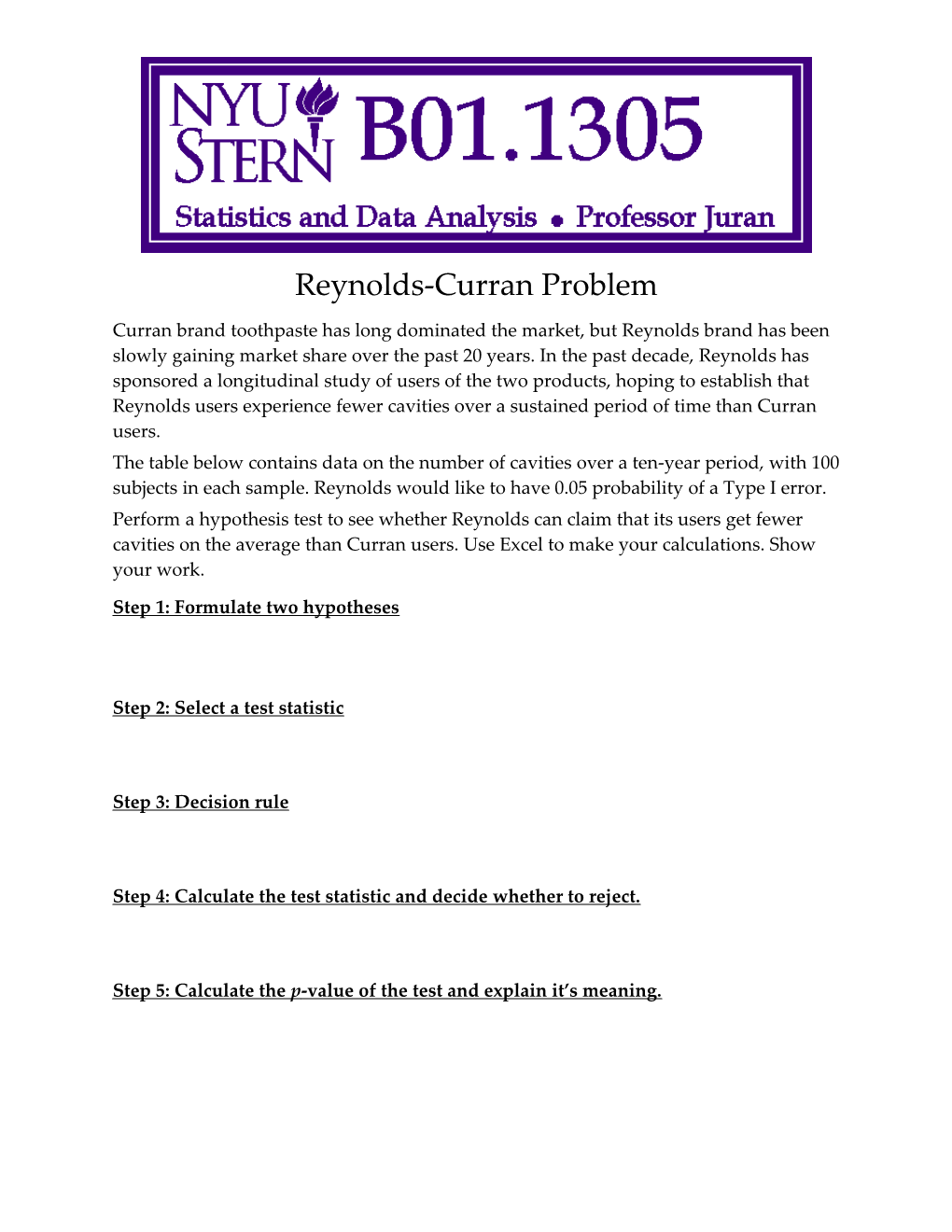 Reynolds-Curran Problem