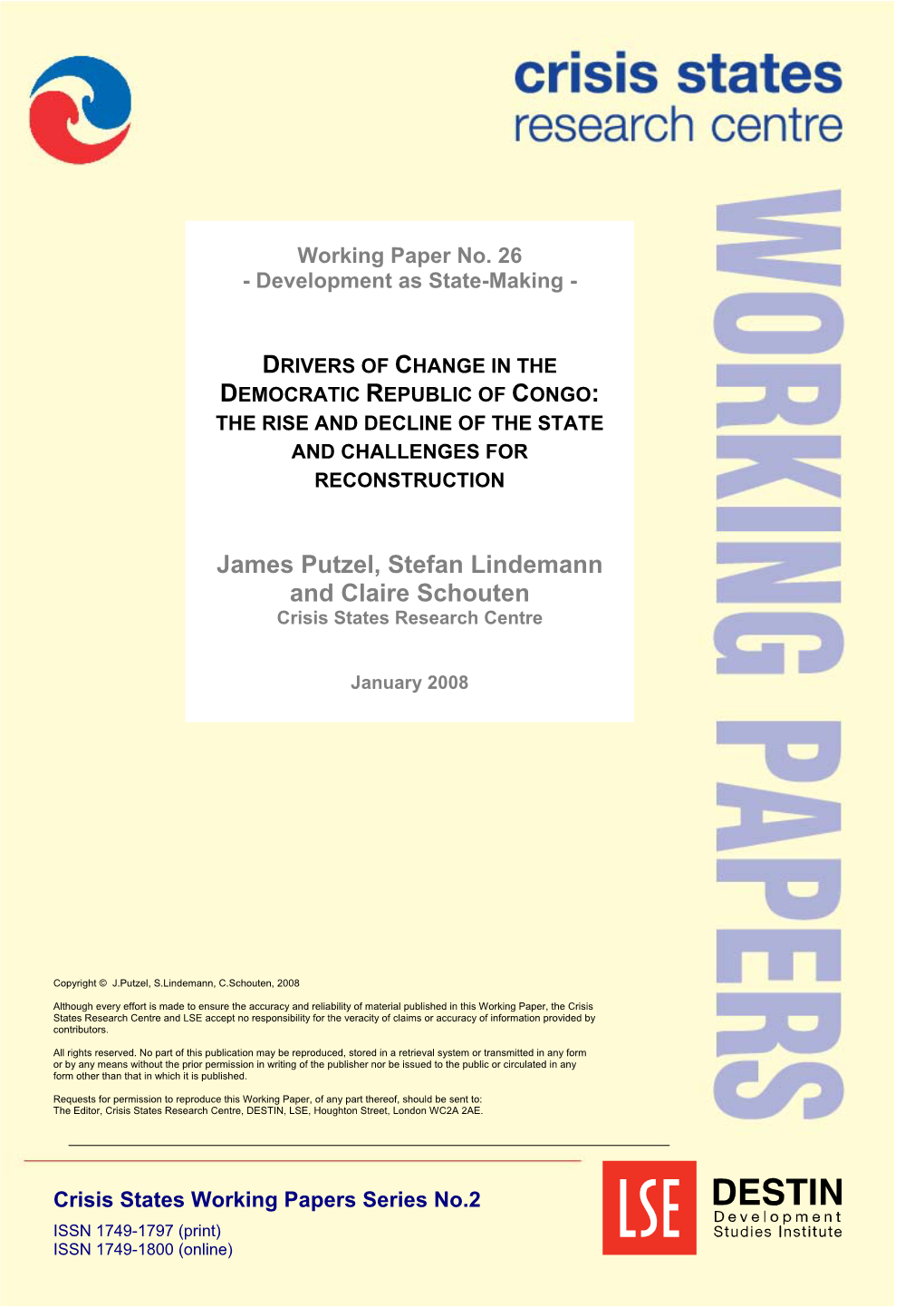 Drivers of Change in the Democratic Republic of Congo: the Rise and Decline of the State and Challenges for Reconstruction