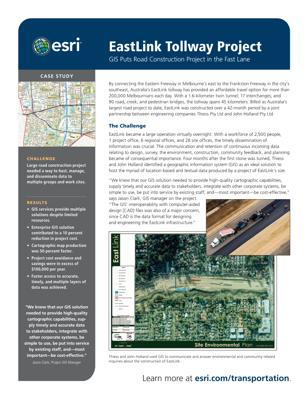 Eastlink Tollway Project GIS Puts Road Construction Project in the Fast Lane