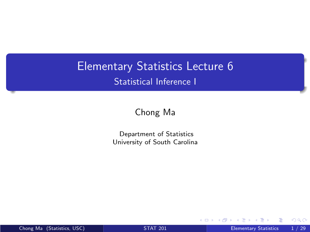 Lecture 6. Statistical Inference I