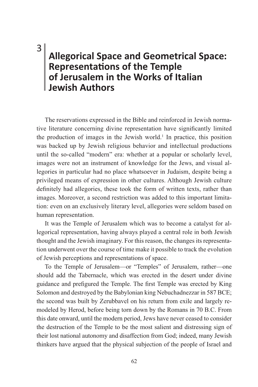 3 Allegorical Space and Geometrical Space: Representations of the Temple of Jerusalem in the Works of Italian Jewish Authors