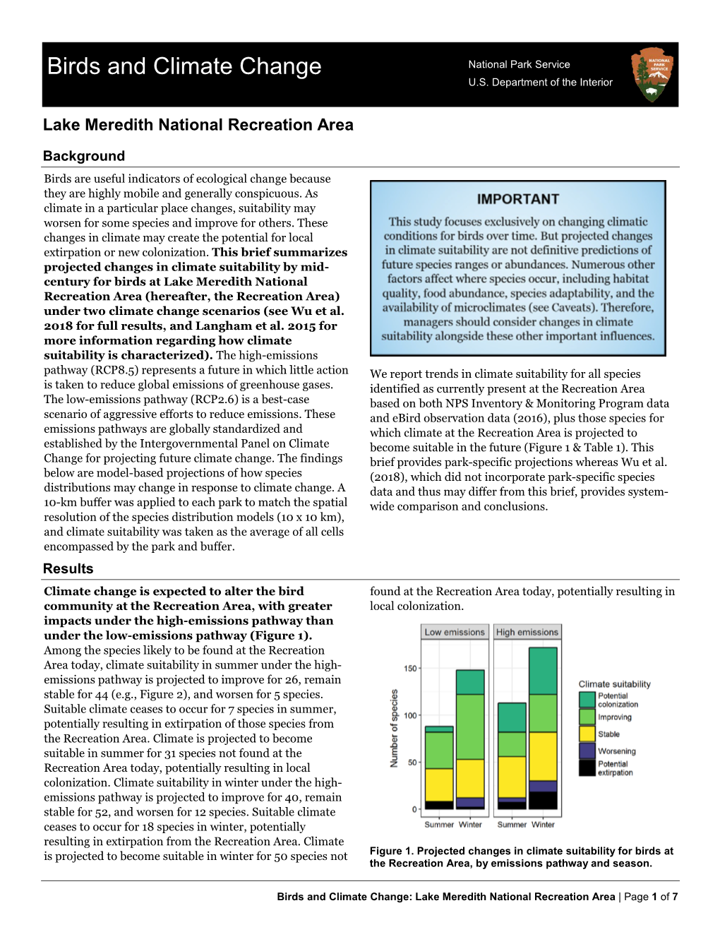 Birds and Climate Change: Lake Meredith National Recreation Area | Page 1 of 7 Results (Continued) Potential Turnover Index 2015)