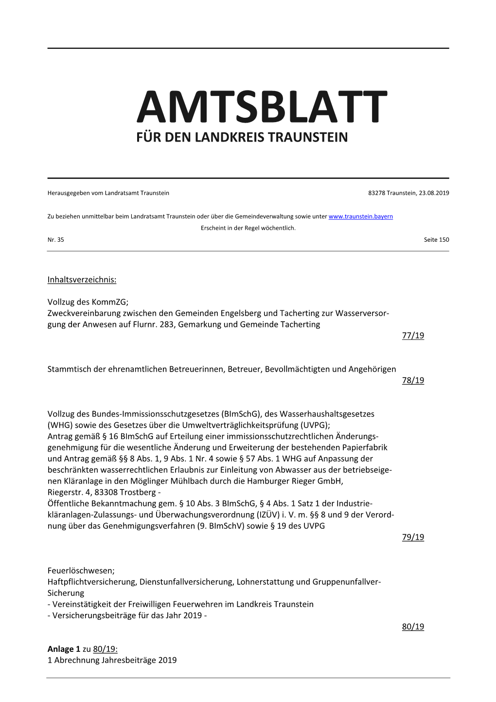 Amtsblatt Für Den Landkreis Traunstein