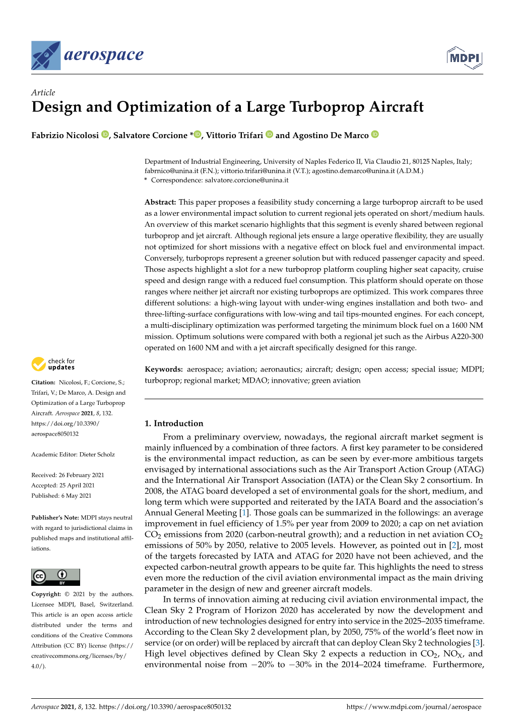 Design and Optimization of a Large Turboprop Aircraft