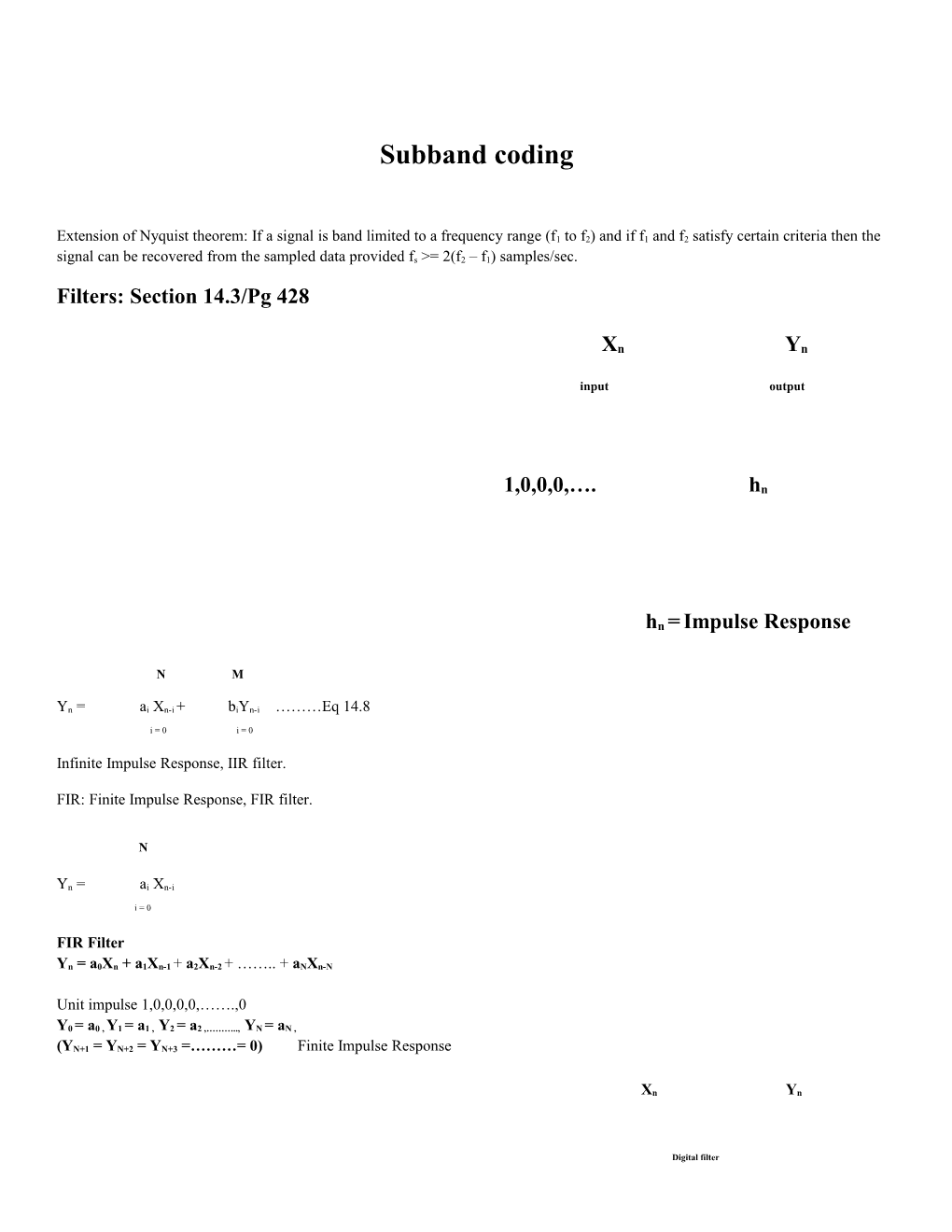 Filters: Section 14.3/Pg 428