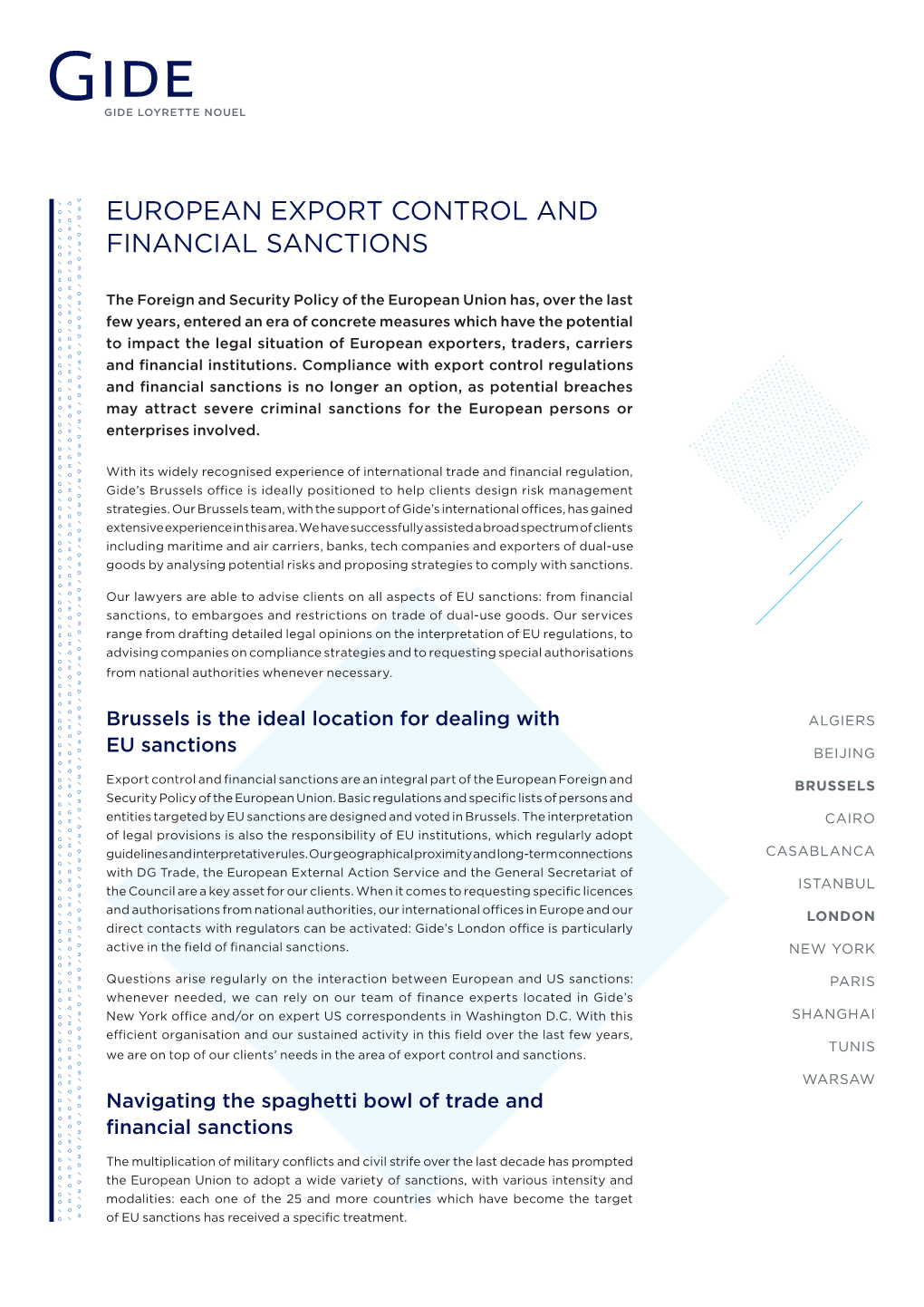 European Export Control and Financial Sanctions