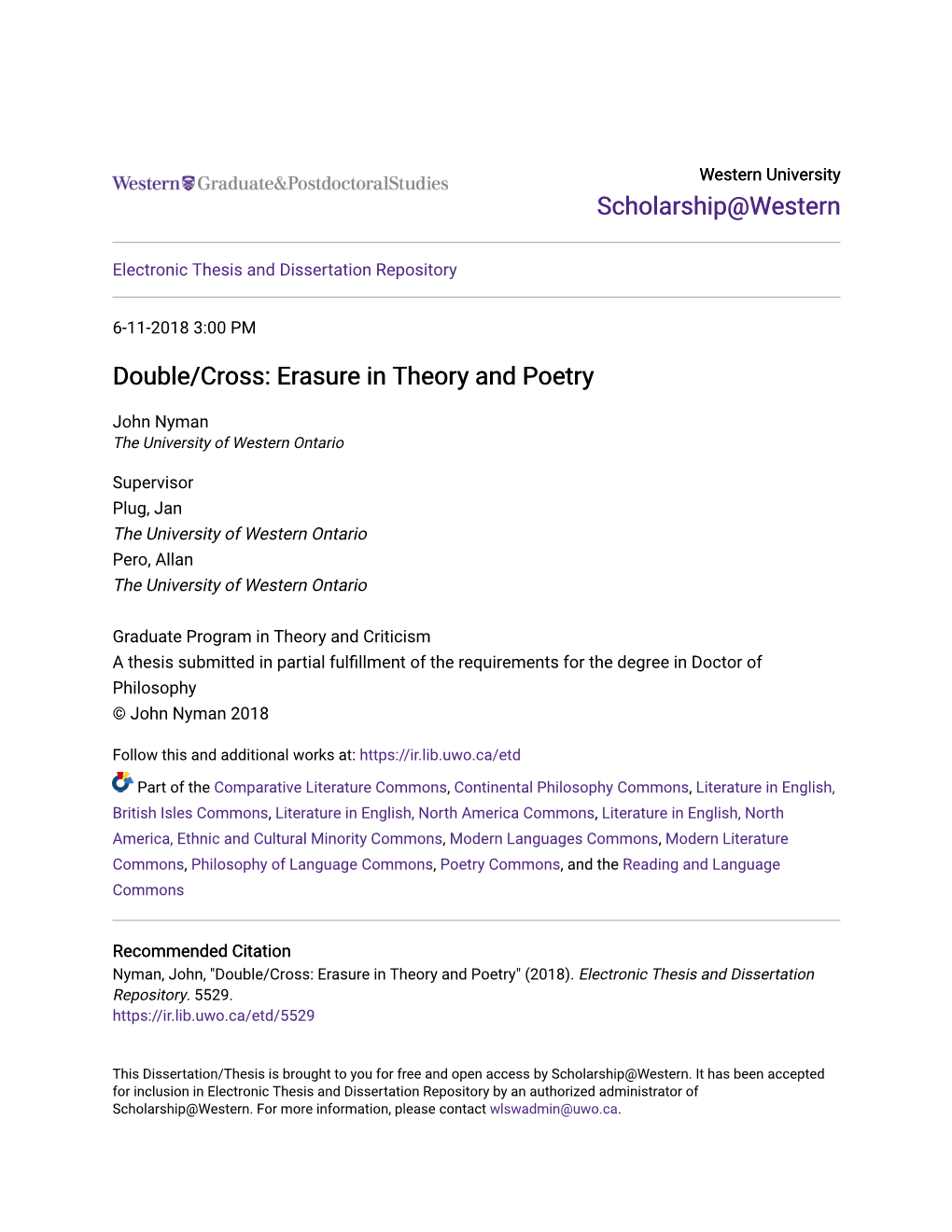 Double/Cross: Erasure in Theory and Poetry