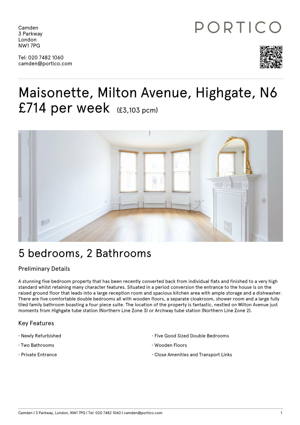 Maisonette, Milton Avenue, Highgate, N6 £714 Per Week