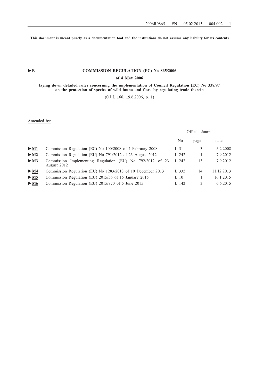 COMMISSION REGULATION (EC) No 865/2006