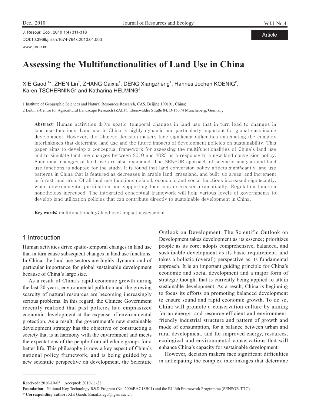 Assessing the Multifunctionalities of Land Use in China