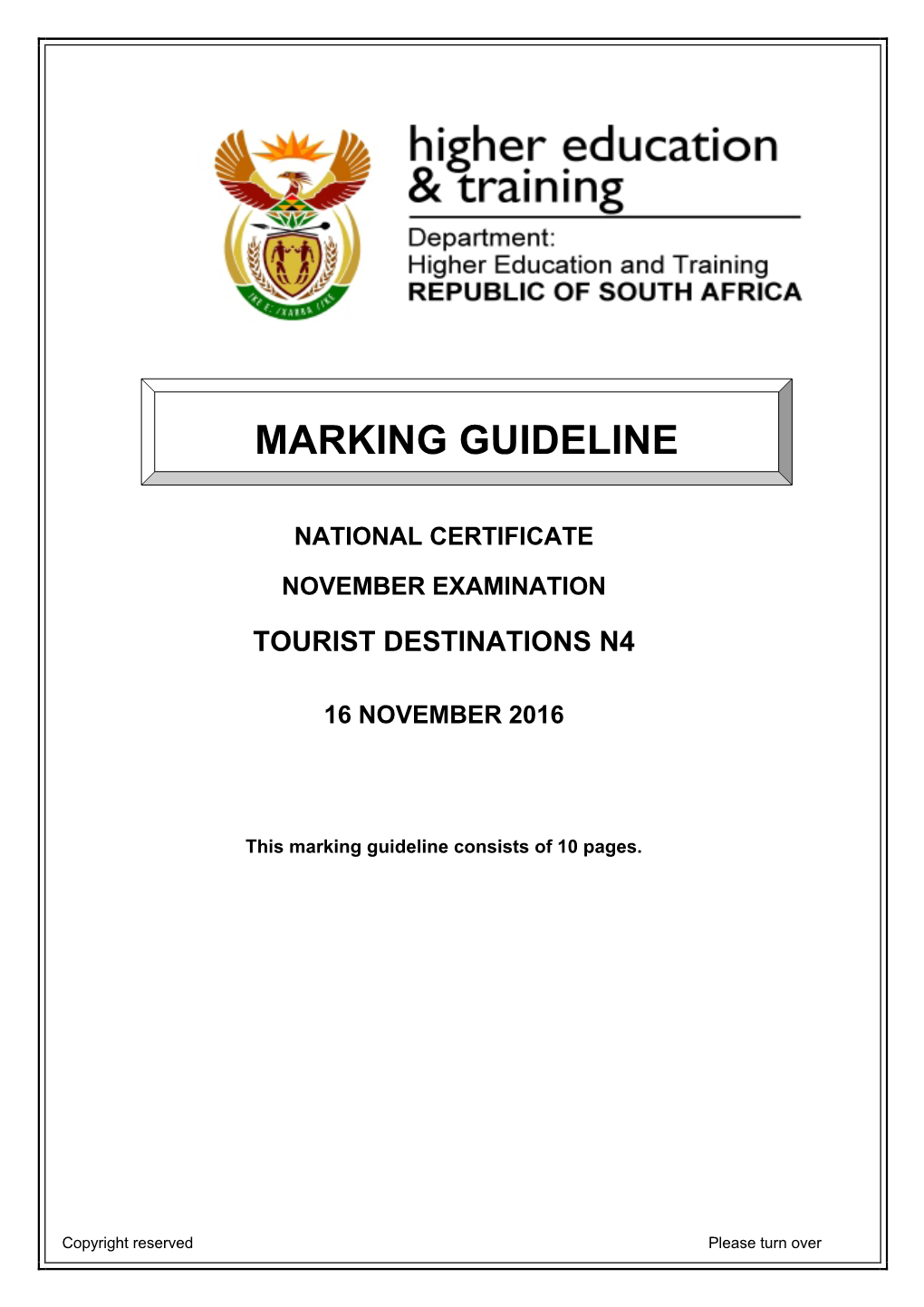 N4 Tourist Destinations November 2016