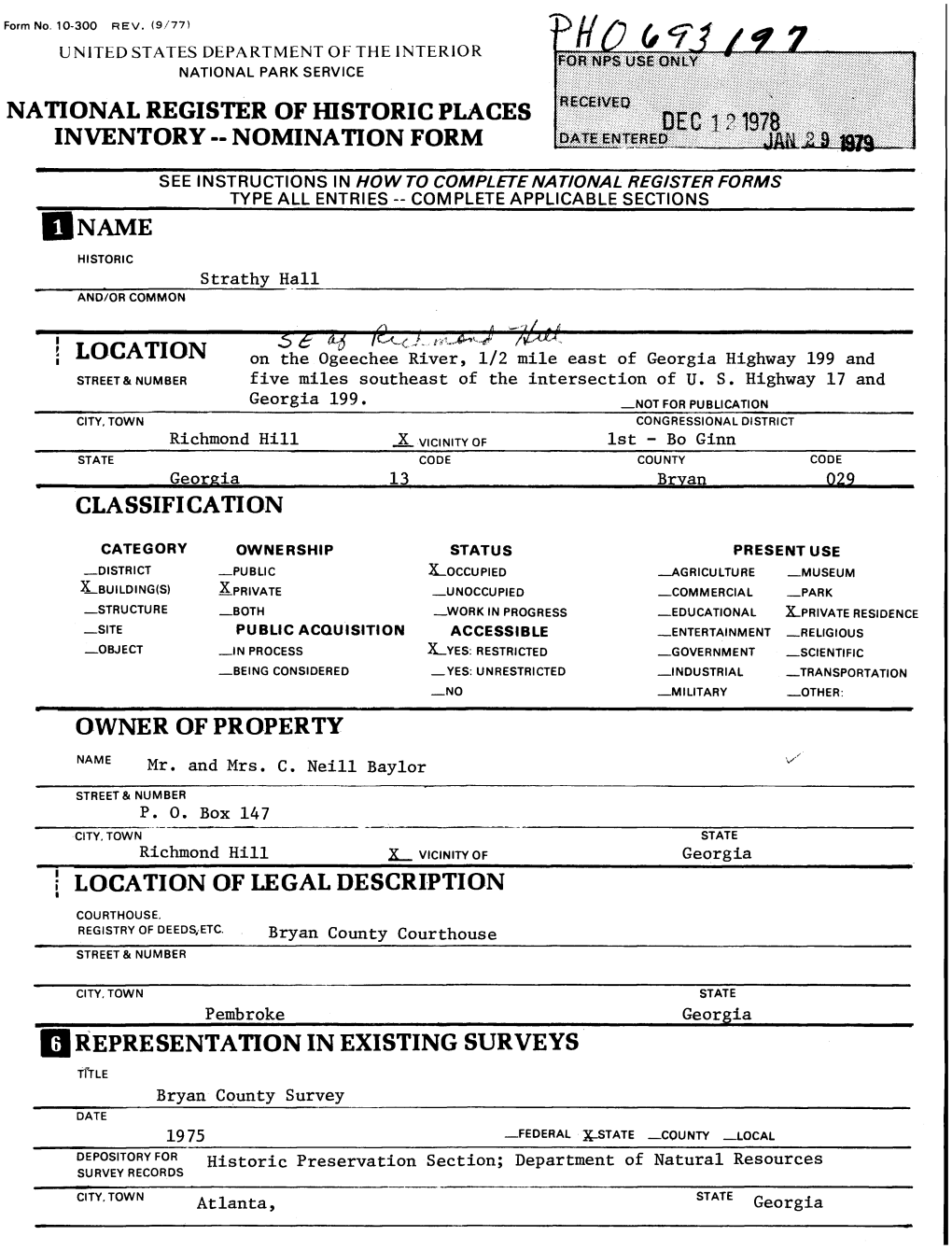 National Register of Historic Places Inventory - Nomination Form