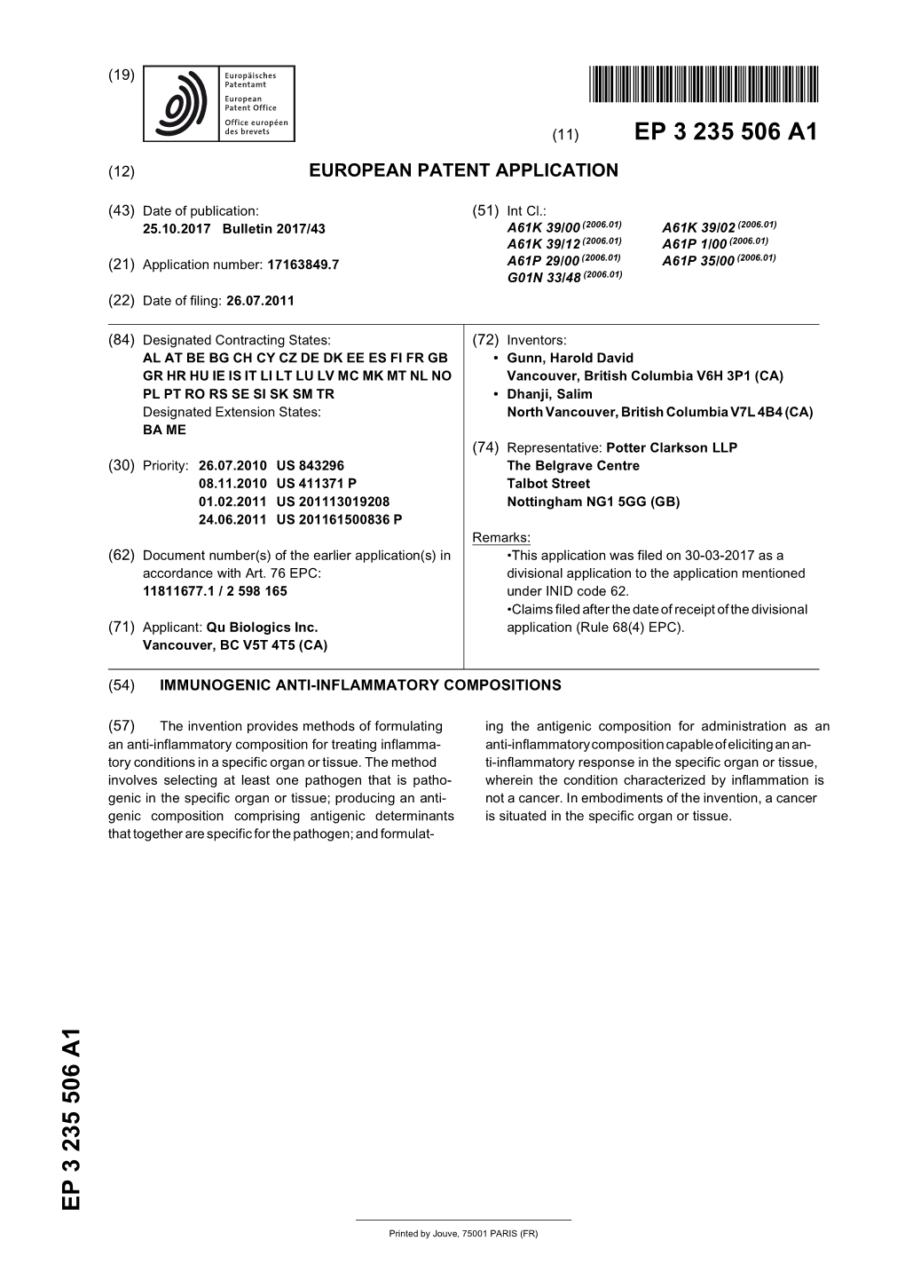 Immunogenic Anti-Inflammatory Compositions