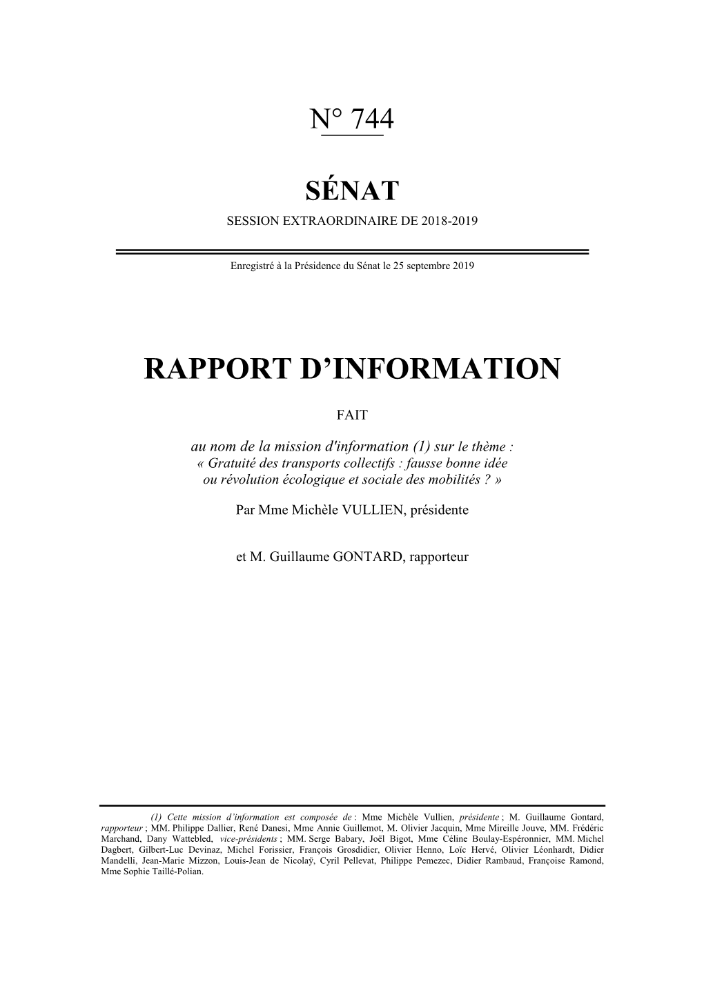 Rapport D'information