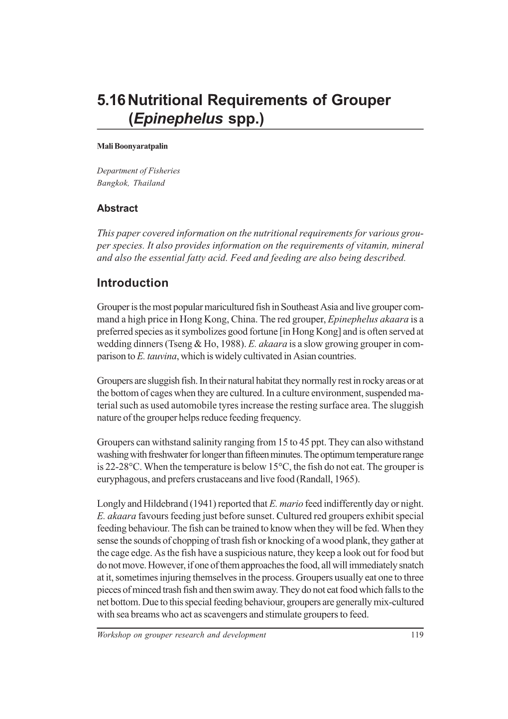 5.16Nutritional Requirements of Grouper (Epinephelus Spp.)