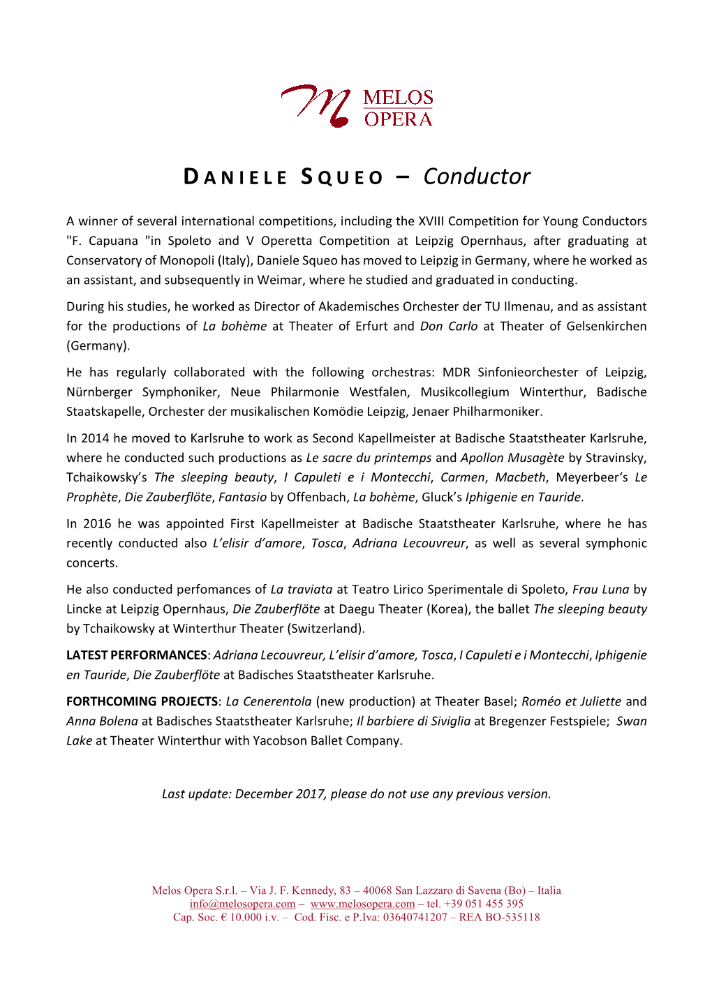DANIELE SQUEO – Conductor