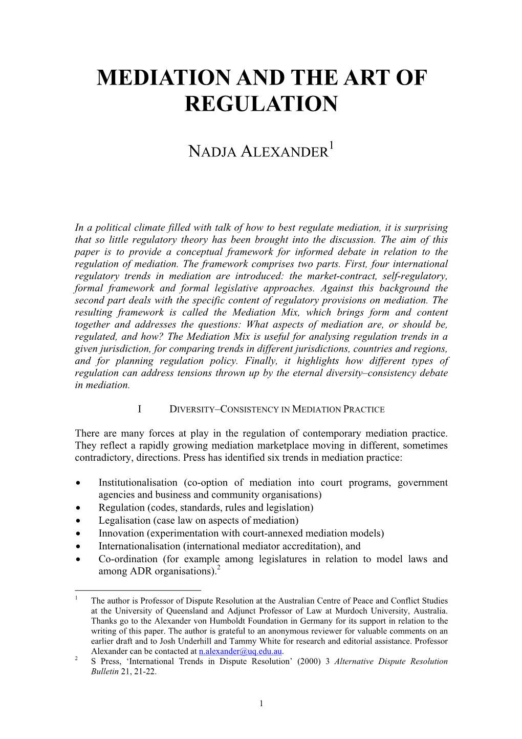 Mediation and the Art of Regulation