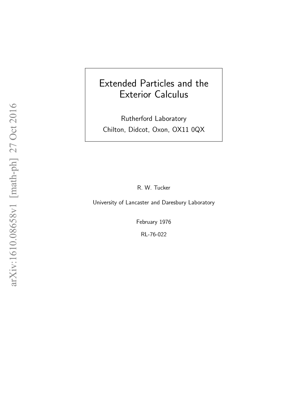 Extended Particles and the Exterior Calculus