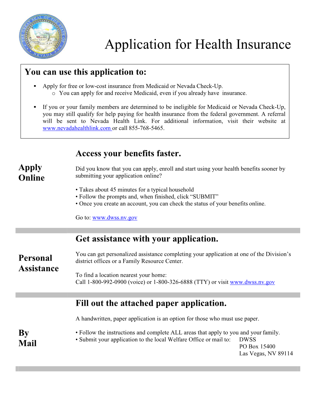 Application for Health Insurance