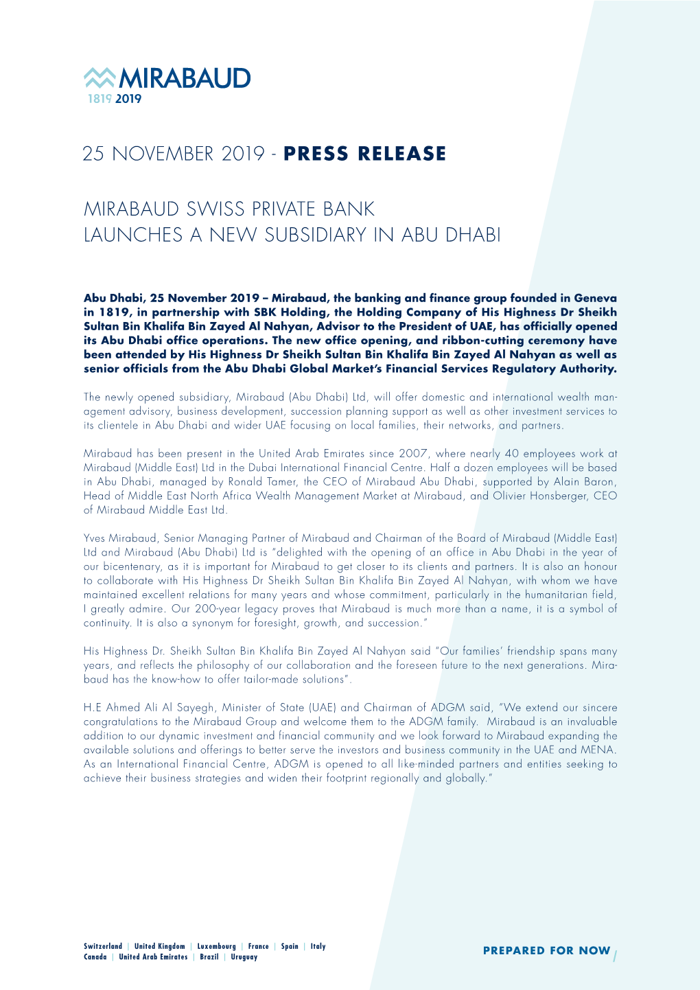 25 November 2019 - Press Release