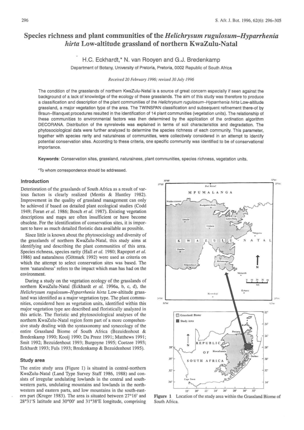 Species Richness and Plant Communities of the Helichrysum Rugulosum–Hyparrhenia Hirta Low-Altitude Grassland of Northern Kwazu