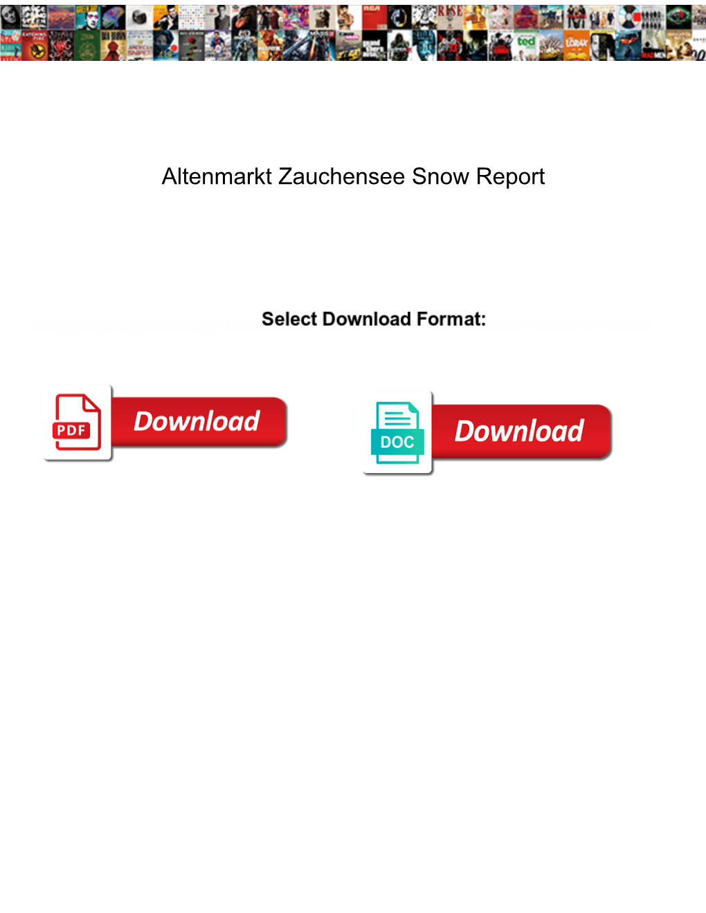 Altenmarkt Zauchensee Snow Report