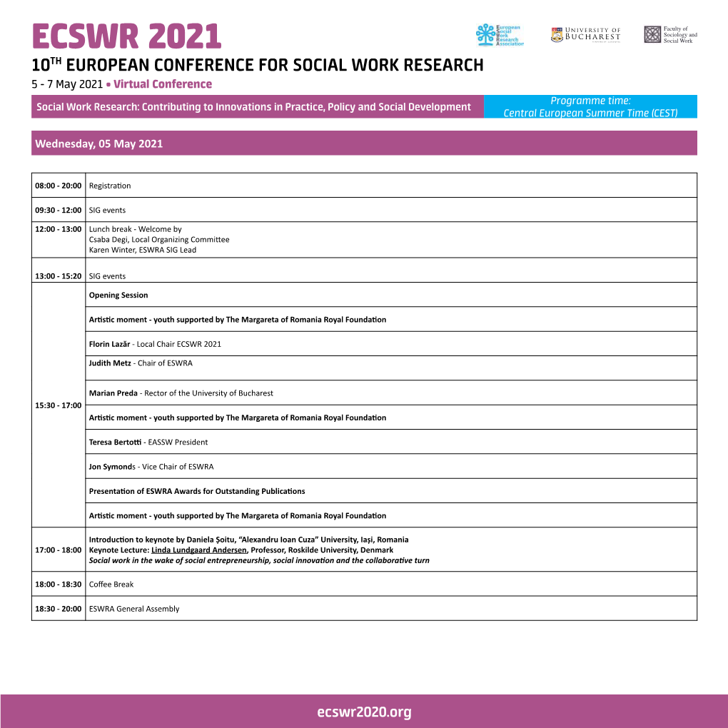 Ecswr 2021 Virtual Final Program