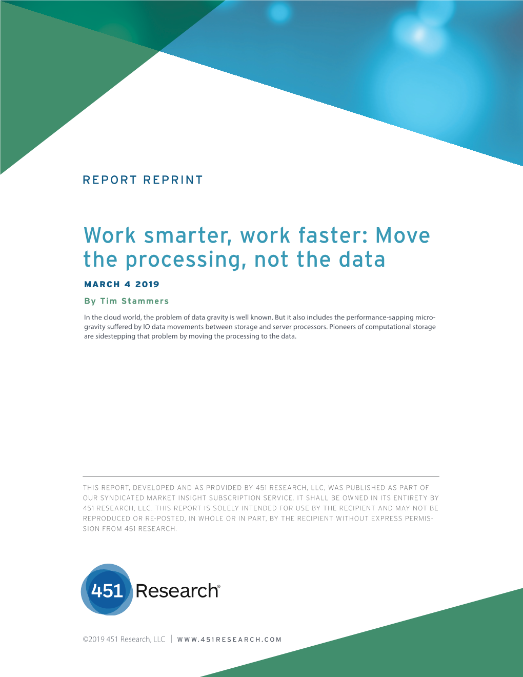 Work Smarter, Work Faster: Move the Processing, Not the Data