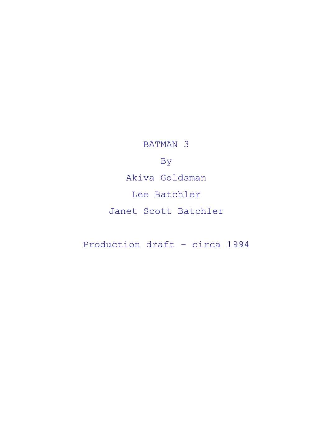 Production Draft by Akiva Goldsman