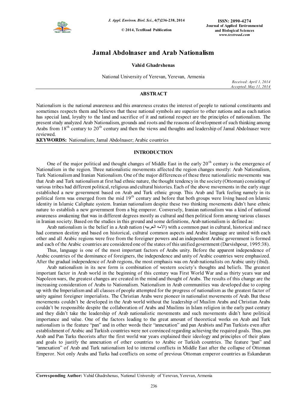 Jamal Abdolnaser and Arab Nationalism