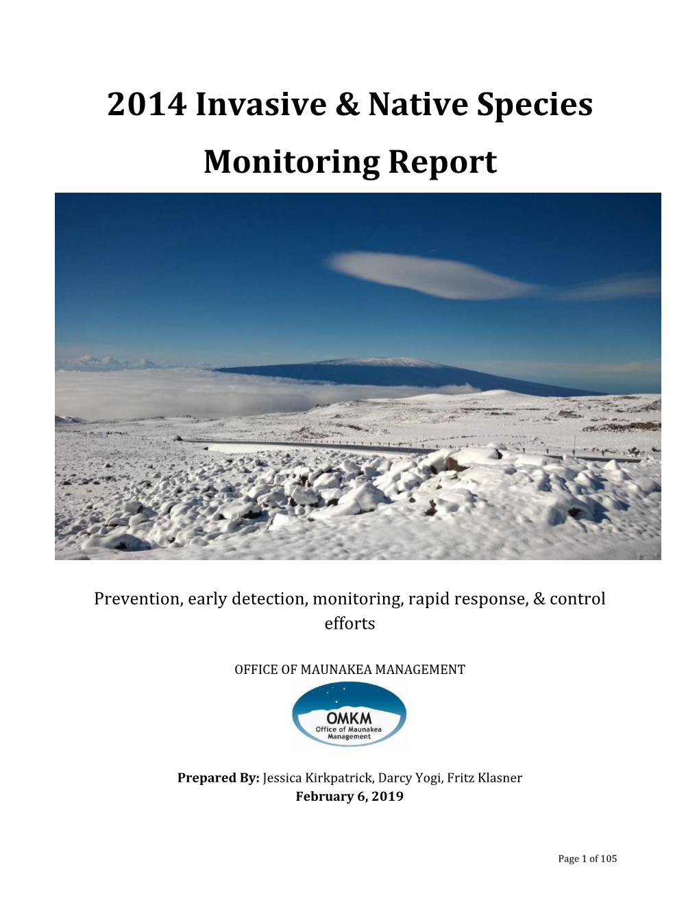 2014 Invasive & Native Species Monitoring Report