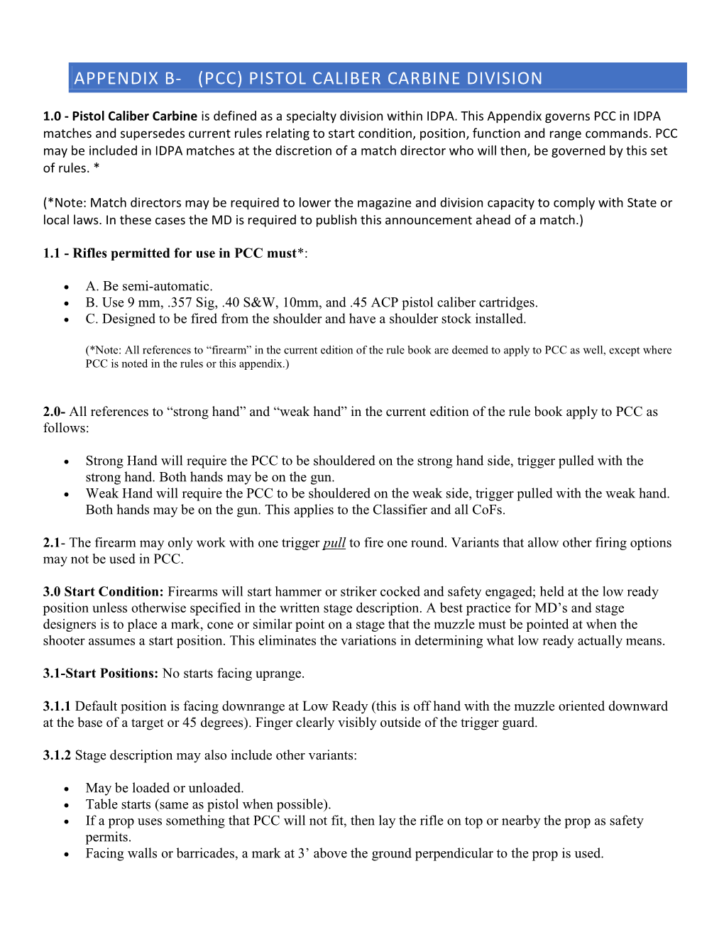 Appendix B- (Pcc) Pistol Caliber Carbine Division