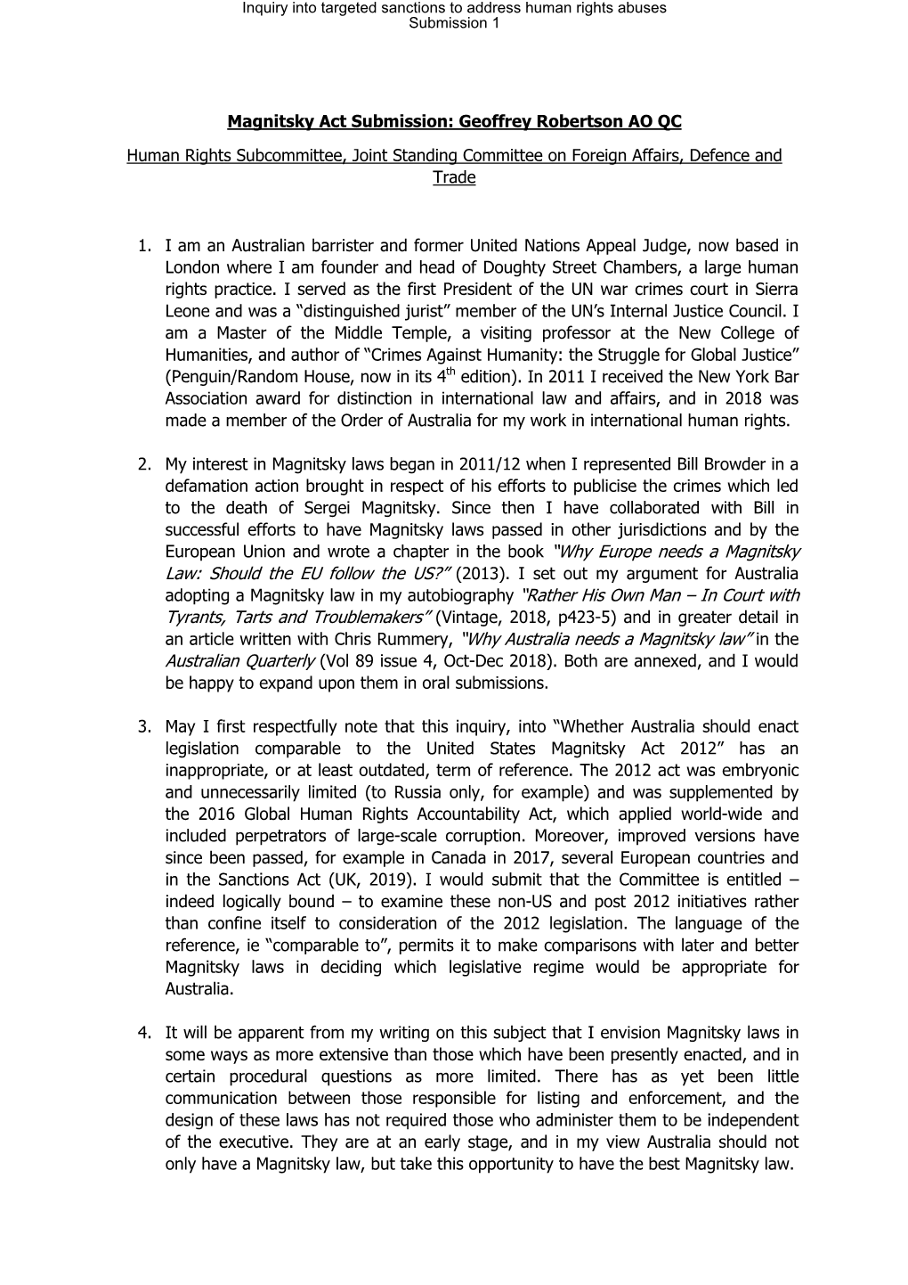 Why Australia Needs a Magnitsky Law” in the Australian Quarterly (Vol 89 Issue 4, Oct-Dec 2018)