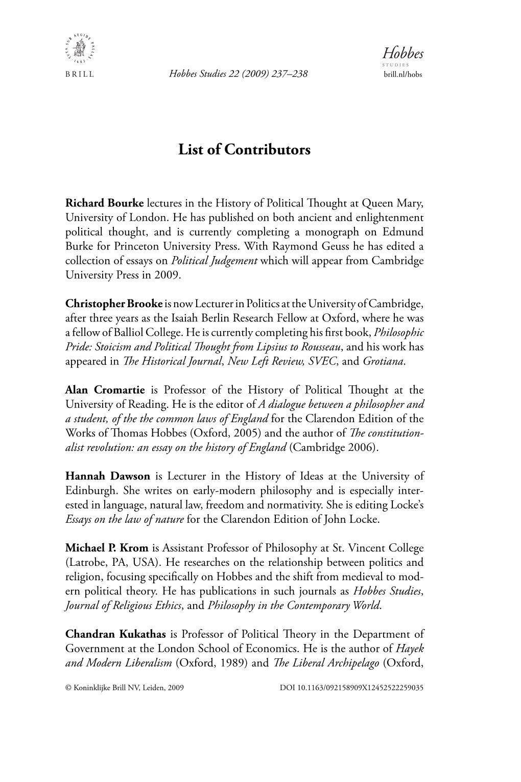 List of Contributors