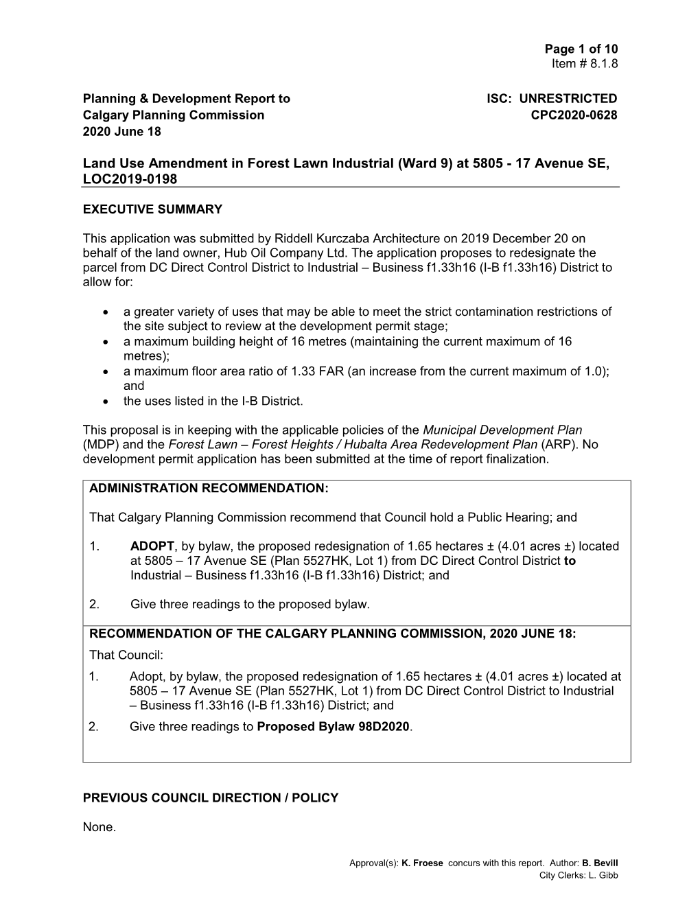 Land Use Amendment in Forest Lawn Industrial (Ward 9) at 5805 - 17 Avenue SE, LOC2019-0198