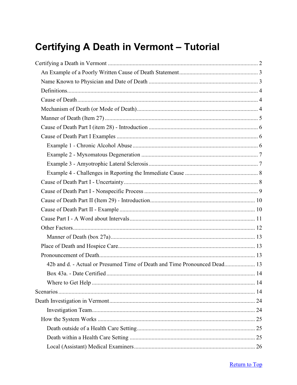 Access the Certifying a Death in Vermont Tutorial