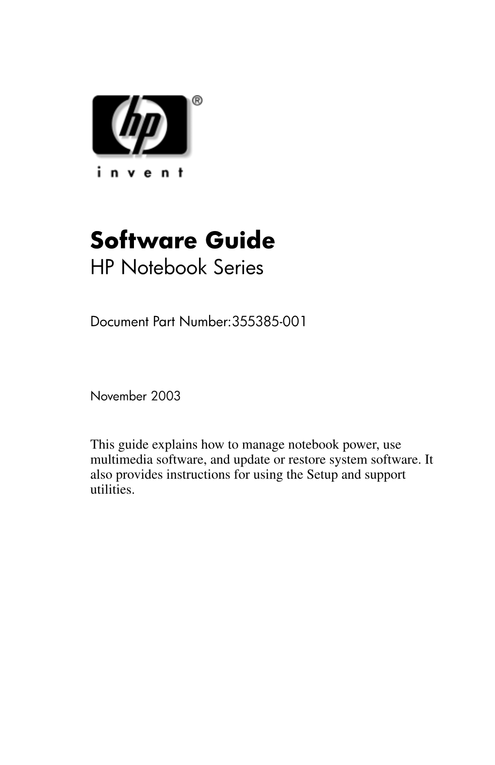 Software Guide HP Notebook Series