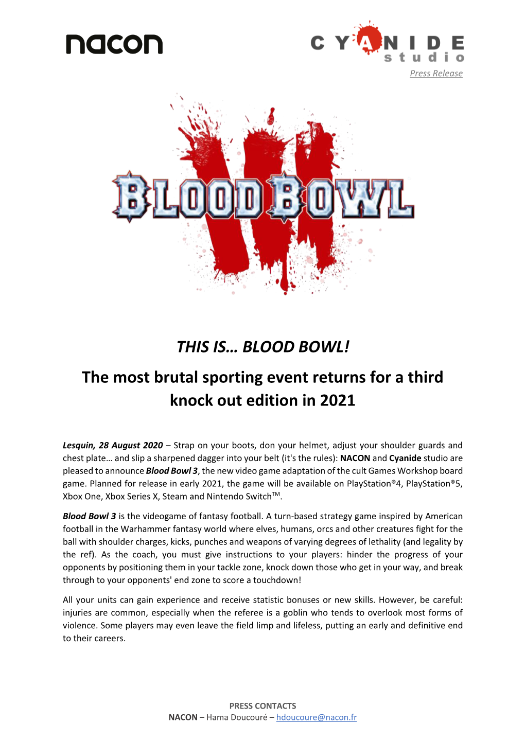 BLOOD BOWL! the Most Brutal Sporting Event Returns for a Third Knock out Edition in 2021